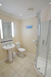 a bathroom with a toilet and a sink and a shower at The Penellen guest accommodation room only in Hayle