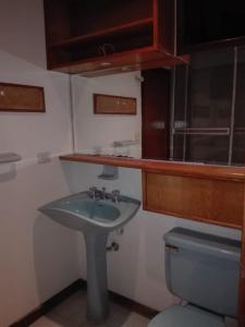 ein kleines Bad mit einem Waschbecken und einem WC in der Unterkunft Family Haclams in Zipaquirá