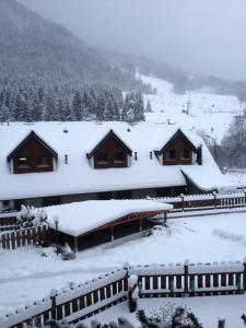 - deux bâtiments recouverts de neige dans l'établissement Casa vacanze Rododendro, à Tarvisio