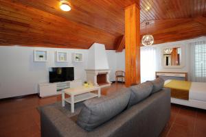 una sala de estar con un sofá y una cama en Subvilla Beach Place, en Nazaré