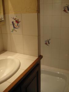 a bathroom with a sink and a bath tub at La Bastide des Raisins in Apt