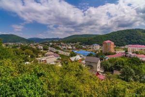 ノヴォミハイロフスキーにあるVid Guest Houseの山々を背景とした市街の景色