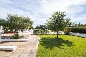 a garden with two trees in the grass at White Sand Residence in Murta Maria