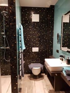 ゼーボーデンにあるSPA-Loungeのバスルーム(トイレ、洗面台、シャワー付)