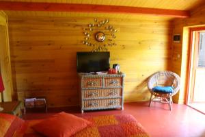 TV a/nebo společenská místnost v ubytování Chalet aux pied des vignes
