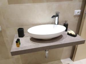 a bathroom with a white sink on a counter at L&G's Roof Terrace in Pisa