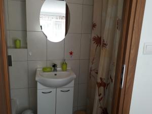 a bathroom with a sink and a mirror at MAXI - Mielenko in Mielenko