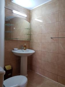 bagno con lavandino e servizi igienici di Vila Nicol a Constanţa