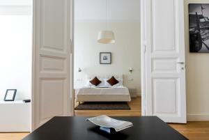 Llit o llits en una habitació de Luxury & Panorama Apartments