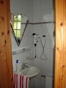 Langen的住宿－Bremerhaven-Langen，一间带水槽和镜子的浴室
