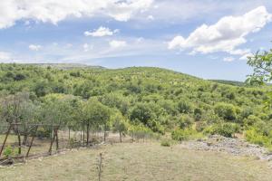 a view of a hill from a field with trees at House Green Paradise in Vrpolje