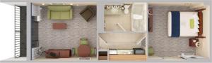 two views of a floor plan of a house at Sea Crest Oceanfront Resort in Myrtle Beach