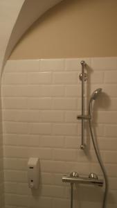 a bathroom with a shower with a hose at LANTIGUA CASA RURAL in Hinojosa del Duque