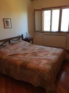 1 dormitorio con 1 cama y 2 ventanas en Capannina Vesale en Sestola