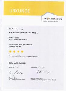 Ein Zertifikat, Auszeichnung, Logo oder anderes Dokument, das in der Unterkunft Ferienhaus Merzijana ausgestellt ist