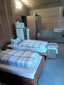 Zimmer mit 2 Betten und einem Sofa in der Unterkunft Pension Fischer in Plauen