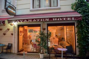 a restaurant with a sign that reads taxa latin hotel at Tayahatun Hotel in Istanbul