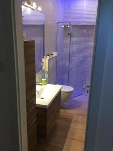 a bathroom with a sink and a tub and a toilet at Apartment Bacvice in Split