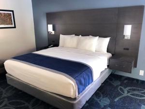 - une chambre avec un grand lit dans une chambre d'hôtel dans l'établissement The Historic Brookdale Lodge, Santa Cruz Mountains, à Brookdale