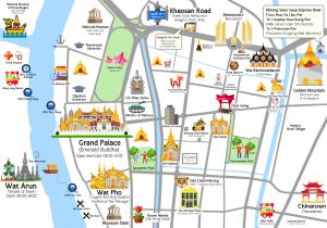 a map of the grand palace in bangkok at Issara by D Hostel in Bangkok