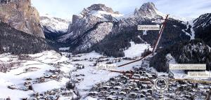 an aerial view of a ski resort in the snow at Apartments Burvel in Selva
