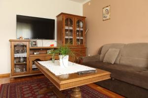 a living room with a couch and a coffee table at Apartman Matej in Otočac