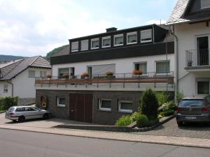 ein Haus mit davor geparkt in der Unterkunft Weingut & Gästehaus Mees in Briedel