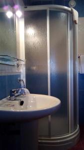 ein Bad mit einem Waschbecken und einer Dusche in der Unterkunft Hotel Condado de Miranda in Miranda del Castañar