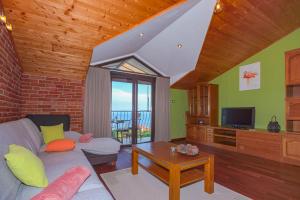 a living room with a couch and a tv at Apartment Anai Rijeka in Rijeka