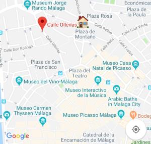 eine Karte von Nikosia mit rotem Marker in der Unterkunft Calle Ollerias in Málaga