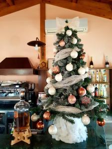 een kerstboom op een aanrecht in een keuken bij Case Vacanza Fiocchi in Arrone