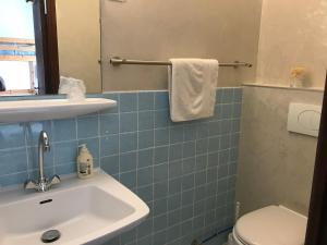 a bathroom with a sink and a toilet at Le Ranch in La Bollène-Vésubie