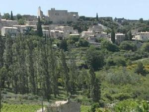 a city with a bunch of trees and buildings at Gîtes des Cèdres in Crestet
