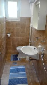 a bathroom with a white toilet and a sink at Apartmani Sara&Kike in Brodarica