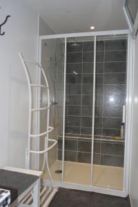 a shower with a glass door in a bathroom at Blue Ocean in Moliets-et-Maa