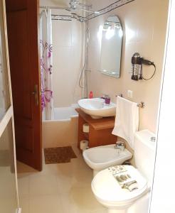 a bathroom with a toilet and a sink and a shower at Calle José Payán nº 28, 1º B in Camas