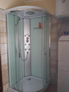 een badkamer met een glazen douchecabine bij Bed and Breakfast da Gigi e Antonella in Porto Rotondo