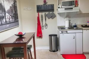 Una pequeña cocina con fregadero y estufa. en 1-Bedroom Cozy #18 by Amazing Property Rentals, en Gatineau