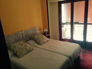 Schlafzimmer mit einem Bett und einem Fenster in der Unterkunft Centro, Colón in Alicante