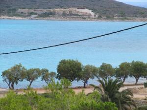a view of a body of water with trees at Eugenia travasarou sea view appartments in Diakofti