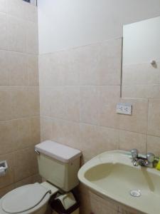 a bathroom with a toilet and a sink at La Posada Del Misti in Arequipa