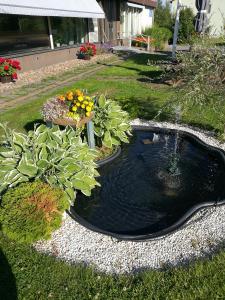 a pond in a yard with flowers and plants at RBA RentHouse Apartment 1 in Nedervetil