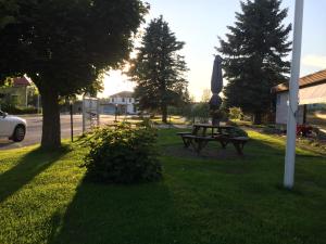 a picnic table and an umbrella in the grass at RBA RentHouse Apartment 1 in Nedervetil
