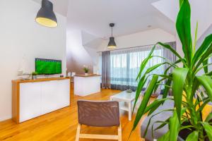 Televízia a/alebo spoločenská miestnosť v ubytovaní Apartament nad Zatoką