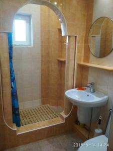 a bathroom with a shower and a sink at Дом у моря Одесса in Odesa