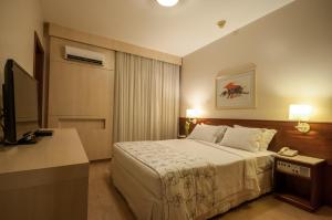 a hotel room with a bed and a television at Saint Peter Hotel in Sao Jose do Rio Preto