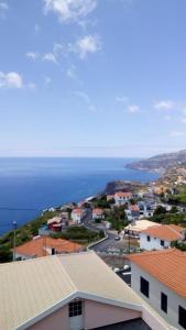 a view of a town with the ocean in the background at Sea View House in Ribeira Brava