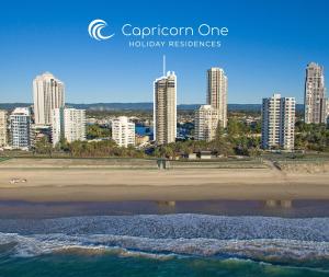 a view of a city with tall buildings at Capricorn One Beachside Holiday Apartments - Official in Gold Coast