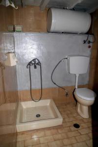 a bathroom with a shower with a toilet and a sink at Ninas Country House in Glossa