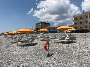 トレビザッチェにあるHotel Ristorante Stellatoの浜辺の椅子・傘
